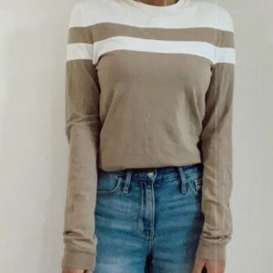 Cute brown and white stripe long sleeve shirt